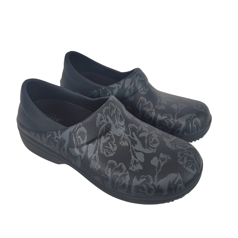 Crocs Women’s Neira Pro II Black Rose Slip On Work Professional Clogs #S156